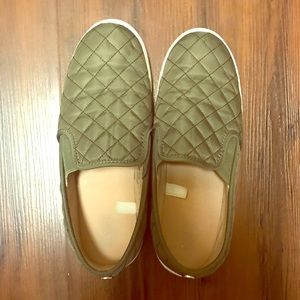 Green slip on shoes